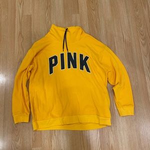 PINK Yellow Mock-Hoodie Sweatshirt